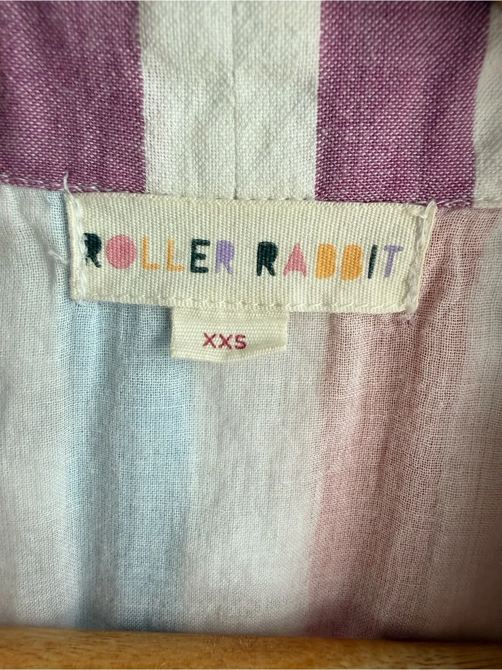 Roller Rabbit Pastel Striped Button Dress in Lavender, Pink, Blue, Yellow, Cream